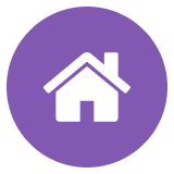 Purple circle with white house icon.